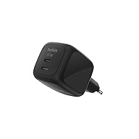 Belkin SmartProtect Caricatore USB C a 2 Porte 67W, Doppio Caricabatteria GaN con 2 Porte USB