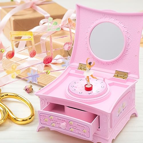 Ballerina Music Box With Mirror, Jewelry Storage Music Box Elegant Music Boxes with Mini Makeup Mirror Jewellery Box with Melody for Birthday Valentine's Day Gift - Image 2