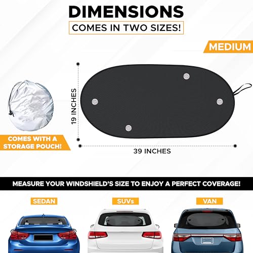 Image of EcoNour Back Window Sun Shade for Car | Rear Window Shade with 99% Sun Protection from UV and Heat | Sun Shade for Car Window Baby Offers Complete Coverage for Rear Windshield | Medium (39 inchx19 inch)