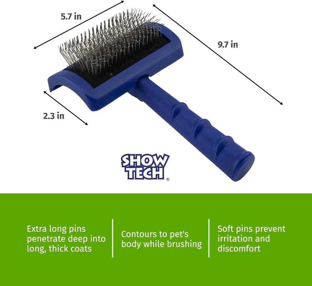 Show Tech Dog & Cat Professional Slicker Brush for Grooming with Extra Long Firm Pins