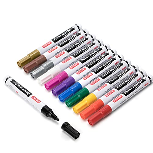 Zeyar Paint Markers By For Rock Painting, Medium Point, 12 Beautiful Classic Colors, Oil-Based Paint Marker Pen, Great For Greeting Cards, Plastic, Glass And Rock Painting #TOP2