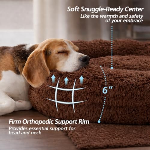 Image of ZEXSAZONE Round Donut Pet Bed for Cats and Puppies Dogs, Cozy and Plush, Raised Bedside Support, Both Sides Use Like 2 in One, Washable, Sizes for Small, Medium, and Large Pets. (Coffee, Small)