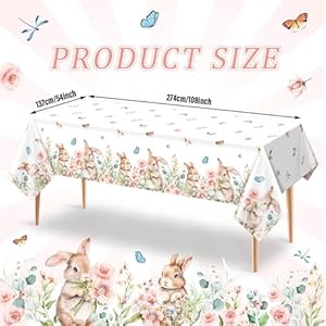 Vanulus 3Pcs Spring Easter Bunny Party Tablecloth Cute Rabbits Pink Floral Disposable Plastic Table Cover Rectangle Table Cloth for Spring Farmhouse Picnic Dinner Table 54x108Inch Vanulus 3Pcs Spring Easter Bunny Party Tablecloth Cute Rabbits Pink Floral Disposable Plastic Table Cover Rectangle Table Cloth for Spring Farmhouse Picnic Dinner Table 54x108Inch