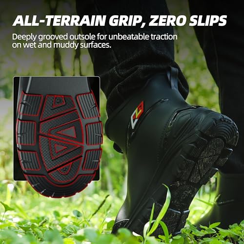 Deck Boots for Men – Anti-Slip PVC Short Rain Boots with Cushioned EVA Insole – Durable Work Shoes for Fishing, Gardening, Boat, Farm Use4