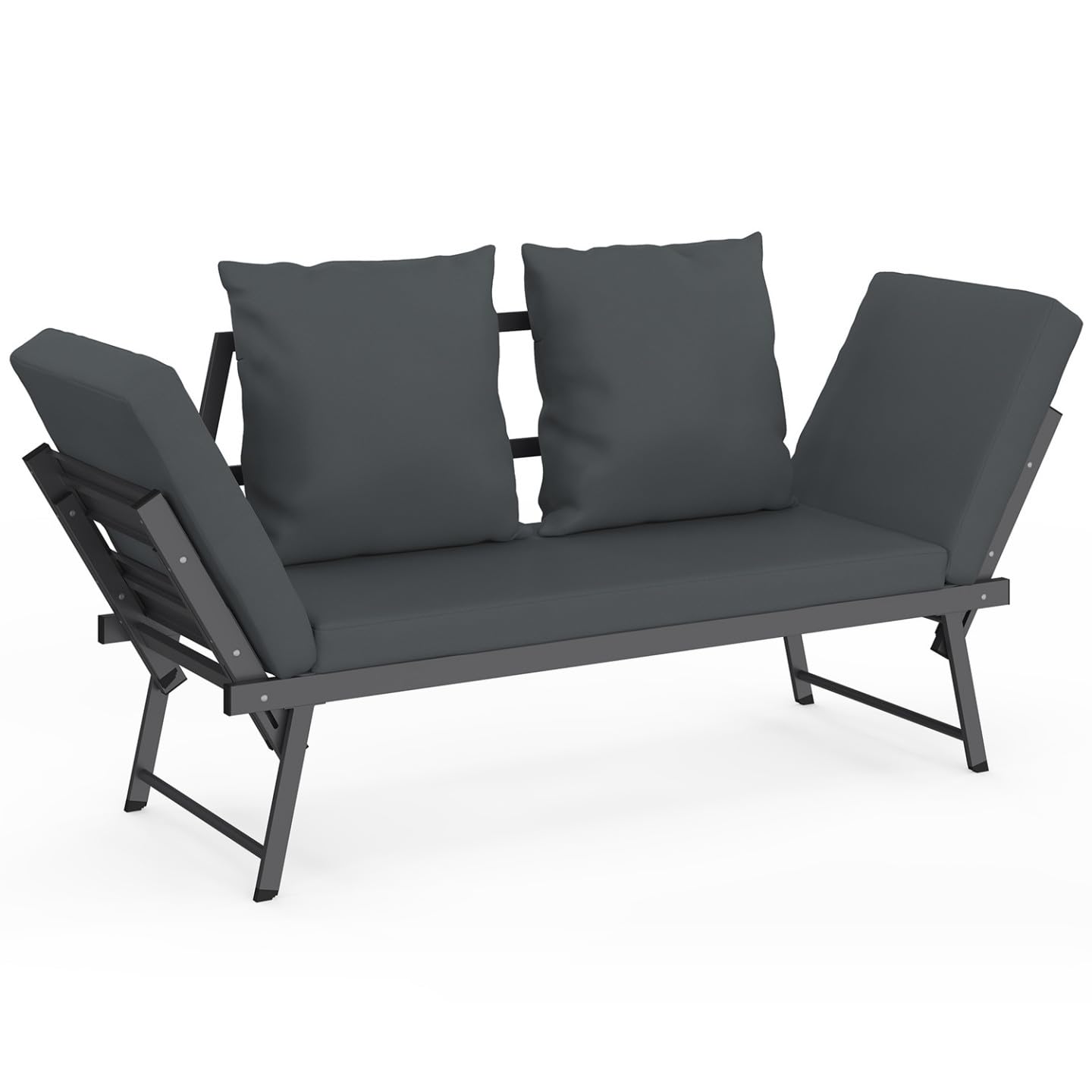 IDMarket - Canapé de Jardin Convertible NOLA Gris Anthracite