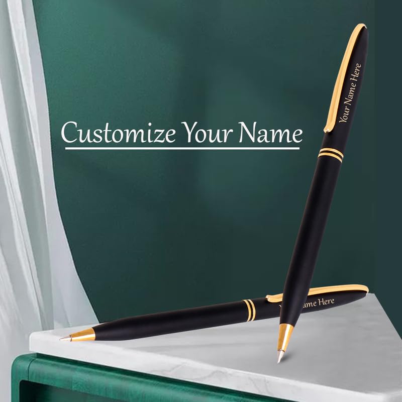 Image of Roshfort Personalized Metal Pen with Blue Ink Signature Pens Customize Print Name Gift. WhatsApp +91 9631056748