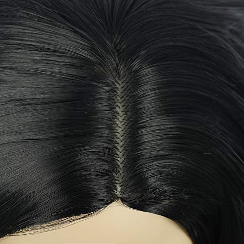 Image of PATTNIUM Kids Child Black Wig Short Wavy Black Bob Wig for Girls Synthetic Hair Cosplay Halloween Party Costume Daily Wear Wigs