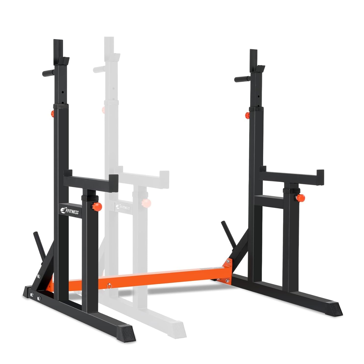 FFitness Squat Rack Regolabile Doppio Supporto per Bilanciere Multifunzione Rastrelliera Pesi in Acciaio Panca Stand con Portadischi