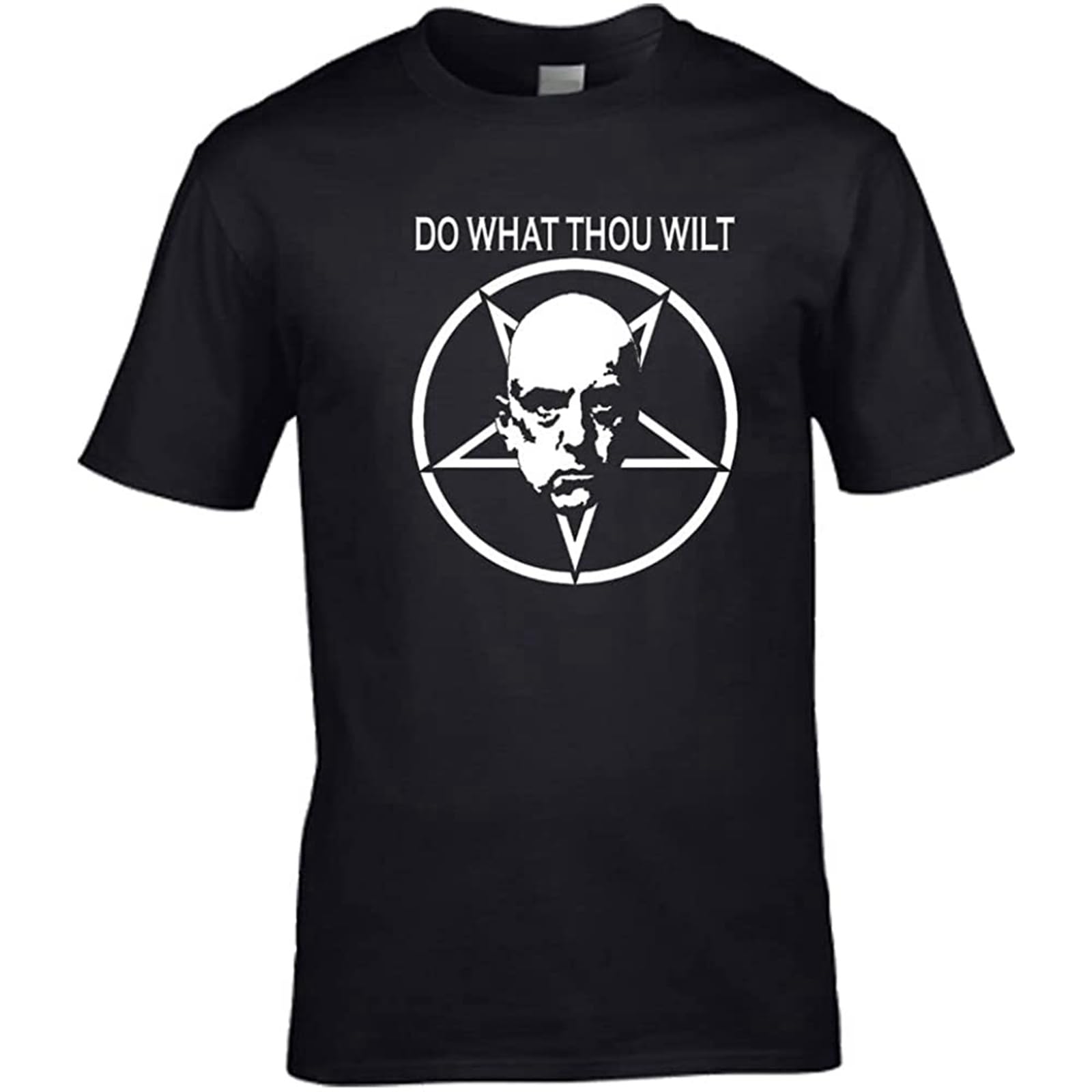 Tuweisen Men's Black Aleister Crowley T-Shirt Baphomet Pagan Satan Beast Satanism Do What Thou Wilt For 3XL