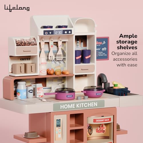 Image of Lifelong Cuppy Pretend Play Kitchen Set for Kids | 42 PCS Play Cooking Kit with Light, Music, Stove, Sink & Accessories | Educational Toy Kitchen for Boys & Girls | Home Kitchen Toy Set for Toddlers