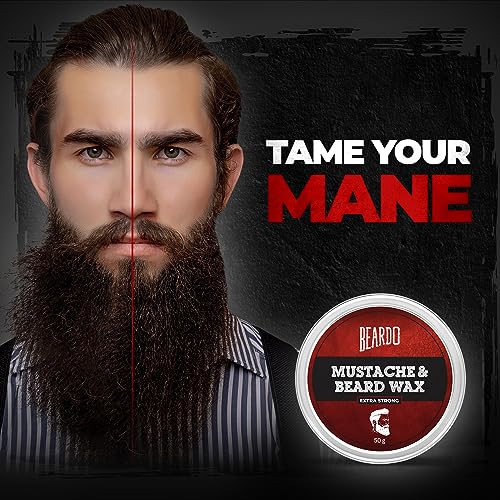 Image of Beardo Beard and Mustache Wax, 50 gm | Beard Wax for Beard & Mustache Styling | Long Lasting Extra Strong Hold Wax for Men | Beard Hair Wax for Smooth, Shiny & Healthy Beard