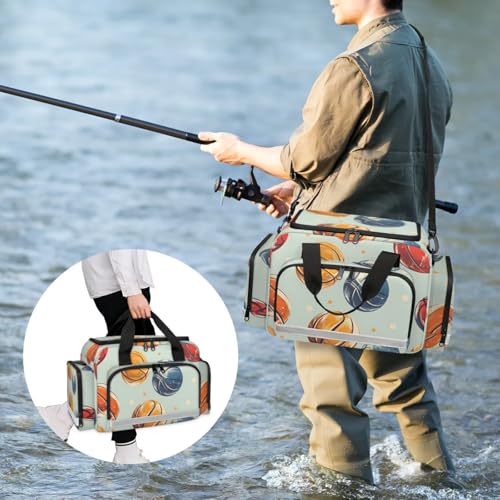 Waterproof Tactical Duffle Bag 25" Carry On Bag for EMT Tear-Resistant Gym Bag with Multi-Pocket & OSHA Reflective Travel Bags for Men Women Basketballs Print2