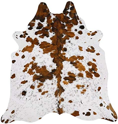 White TriColor Cowhide Rug Cow Hide Skin Leather Area Rug Large XL