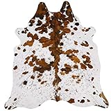 White TriColor Cowhide Rug Cow Hide Skin Leather Area Rug Large on SALE: XL