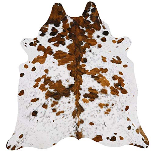 White TriColor Cowhide Rug Cow Hide Skin Leather Area Rug Large XL