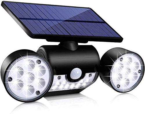 Topmante Upgrade Solar Lights Outdoor,Bright Motion Sensor Security Light Solar Wall Lights with Dual Head Spotlights LED Waterproof 360° Adjustable Outside Lighting for Garden Garage Patio (1 Pack)