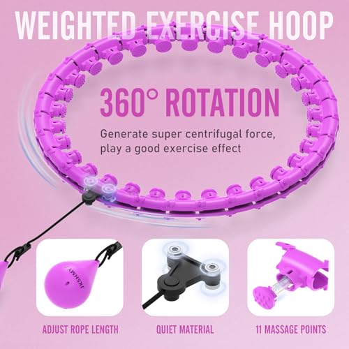 JKSHMYT Weighted Hula Circle Hoops for Adults Weight Loss, Infinity Fit Hoop Plus Size, 30 Detachable Links, Exercise Hoop for Women and Beginners (Purple)…