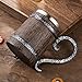 Meyas Beer Mug Handmade Wooden Barrel Beer Mugs Beer Steins, Stainless Steel Vintage Tankard Beer Cup, Medieval Coffee Mug Tea Cup, Drinkware Mug for Coffee/Juice, Gift for Men, Bar Decoration 17oz
