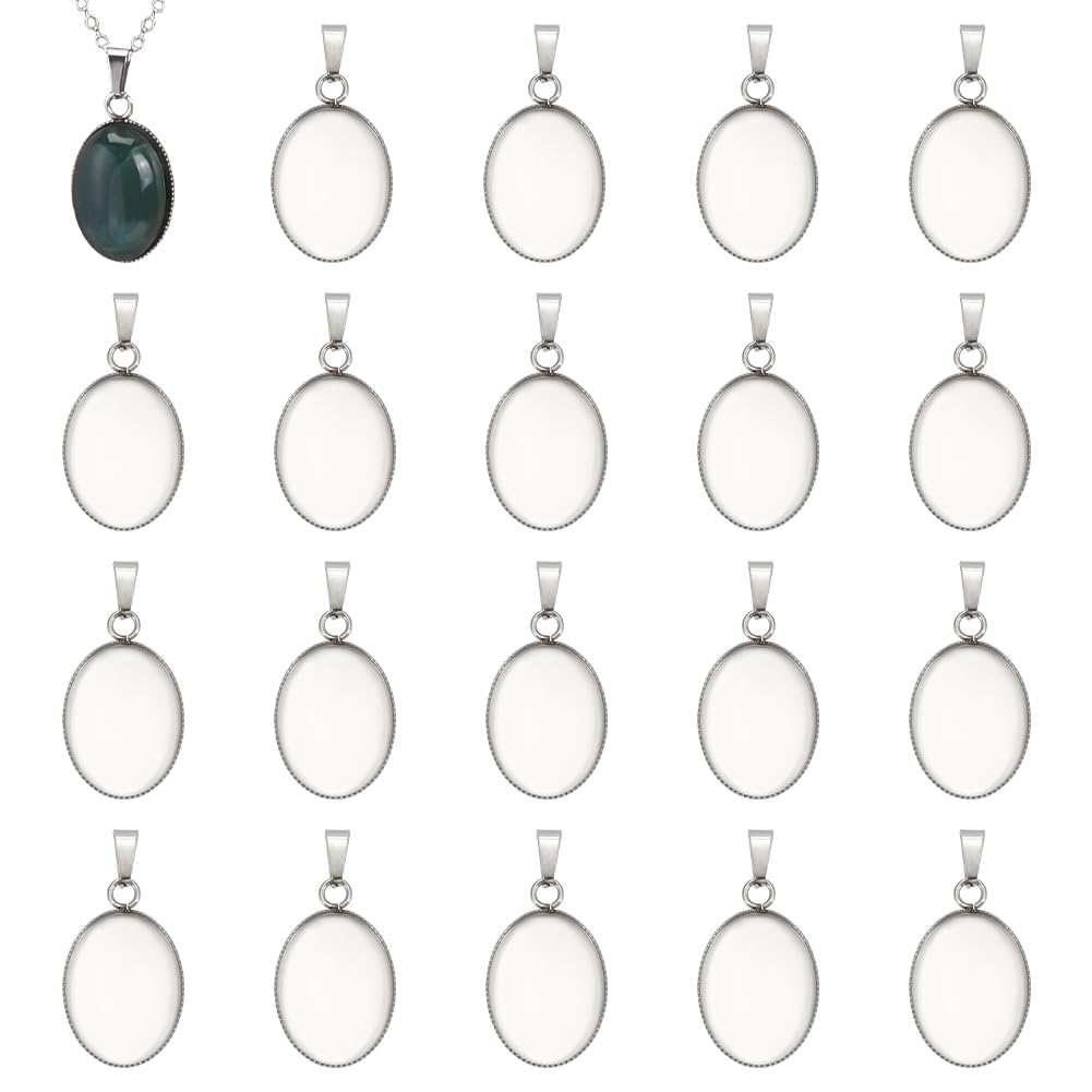 UNICRAFTALE 200 stuks 100 sets platte ronde cabochon hanger blanks koepel bezels bedels 12 mm dienblad roestvrij stalen basis cabochon bedels met glazen cabochons voor doe-het-zelf sieraden maken