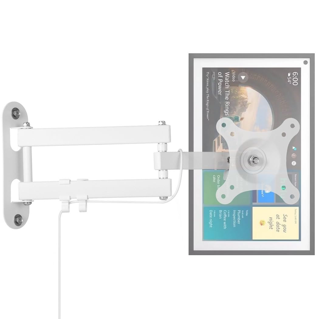 Echo Show 15 - Supporto da parete regolabile per monitor da 15 a 28 pollici con rotazione a 360°, inclinabile e girevole