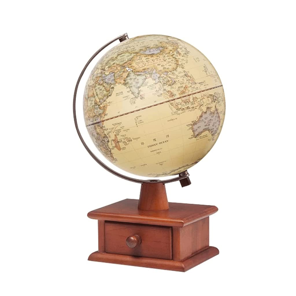 POCHY Mappamondi Mappamondo Vintage da scrivania 7,8" Mappamondo geografico in Legno Mappamondo educativo Illuminato a LED per l'aula dell'home Office Pratico Moda