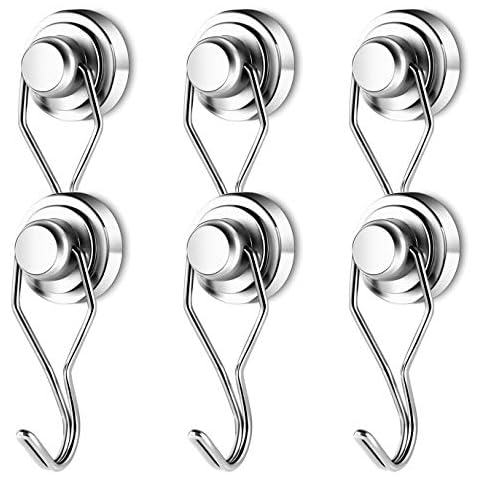 Neosmuk Swivel Swing Hooks,60LBS Rotatable Swing Swivel Heavy Duty Hook 2.5 inches Long Hook Ideal for Cruise,Towel,Grill,Refrigerator,Indoor Hanging(Silvery White,Pack of 6) Cover
