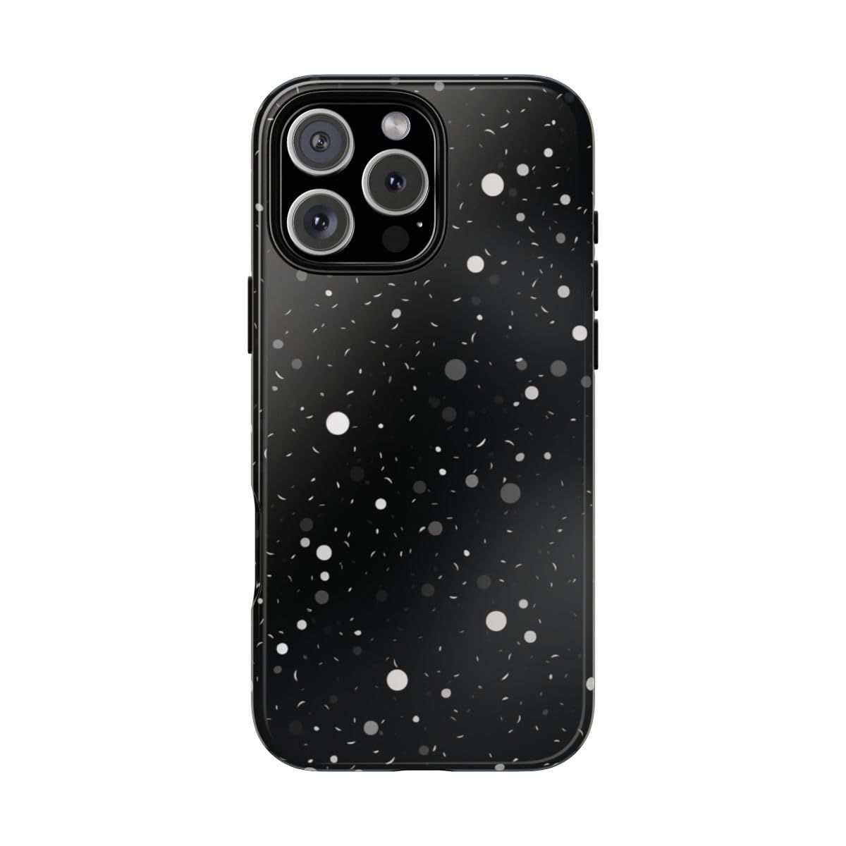 Coque rigide iPhone 16 Pro Max noire texture spatiale pois tourbillons - 5