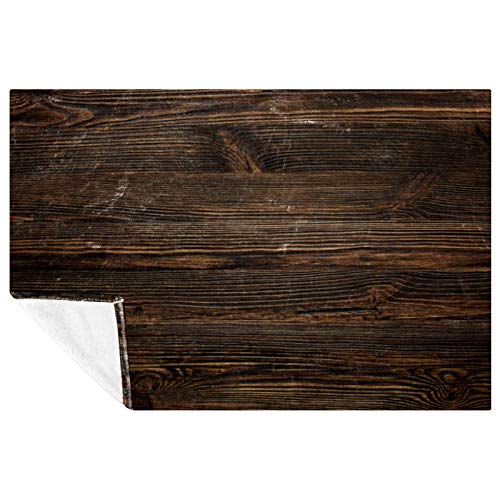 Couverture vintage marron imprimé bois 150x100 cm pour lit - 2
