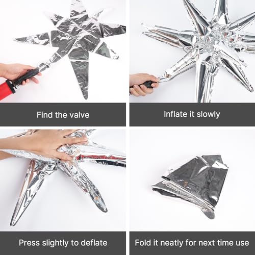 Image of PartyWoo Metallic Silver Star Spike Balloons 10pcs Explosion Foil Balloons