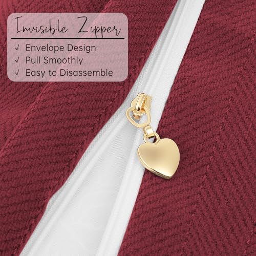 ZWJD Burgundy Pillow Covers 26x26 Set of 2 Chenille Throw Pillow Covers with Elegant Design Soft and Luxurious Decorative Throw Pillows for Couch, Bed, and Home Decor