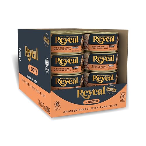 Image of Reveal Chicken & Tuna in Broth Grain Free Wet Cat Food 24-Pack 2.47 oz Cans | 100% Natural, High Quality Protein, Limited Ingredient, Grain Free, No Fillers, No Artificial Additives, No By-Products