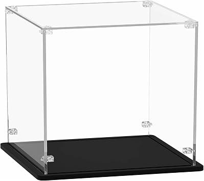 Stackable Clear Cube Storage Bins/Acrylic Organizing Containers for Display Toys Action Figure Doll Collectibles, Rectangle Plastic Dustproof Box Protection CaseBlack,76 X 50 X 76 cm
