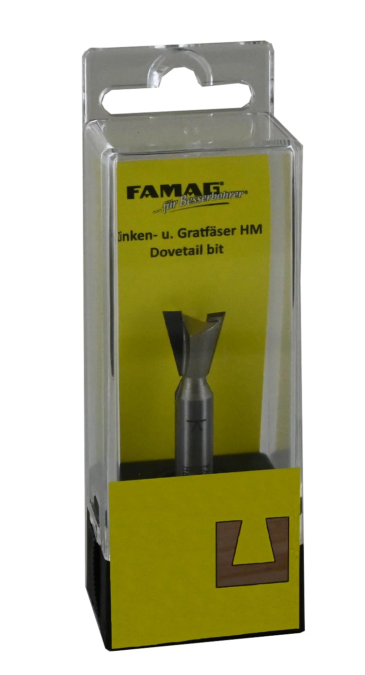 FAMAG Zinken- und Gratfräser HM 12,7 x 12,7 x 44,5mm, 14° Winkel, Schaft 8mm - 3104.812