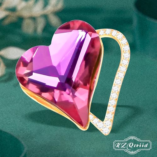 Image of Brooches For Women,14k Gold Plated Copper,Crystal Brooch,Love Brooch,Heart Brooches,Brooches Pin for Birthday, Christmas,Valentines, Wedding Parties, Anniversaries,Mother's Day