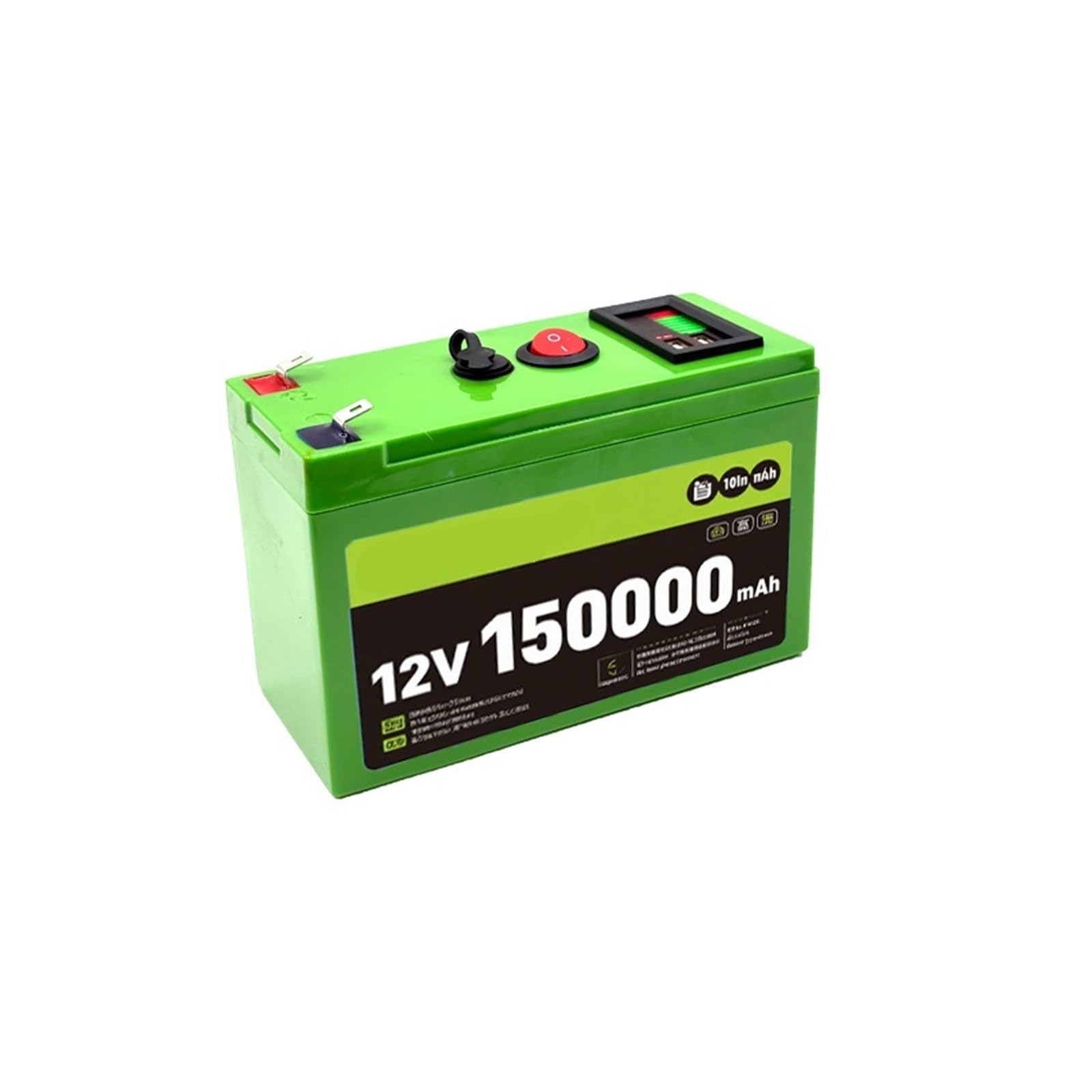 Batería De Litio LiFePO4 12V 150Ah Batería Portátil Recargable | Batería Puerto de visualización de alimentación incorporado Carga(50000mAh)