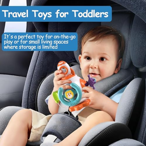 Image of PLUSPOINT Activity Busy Cube for Toddlers and Infants Sensory Toys for 18 Months 2 3 Year Old Boy Girl, Travel Plane Cars Learning Educational Toys for Baby Toddler Birthday Gifts