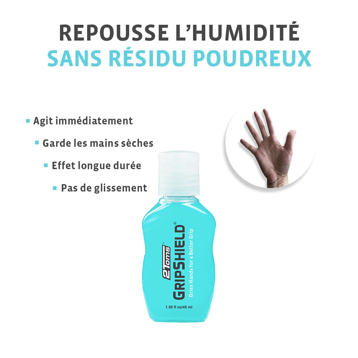 2Toms GripShield Lotion Anti-Transpiration 45 ml – Meilleure Grip pour Sports, Transparent pour Mains Athlètes