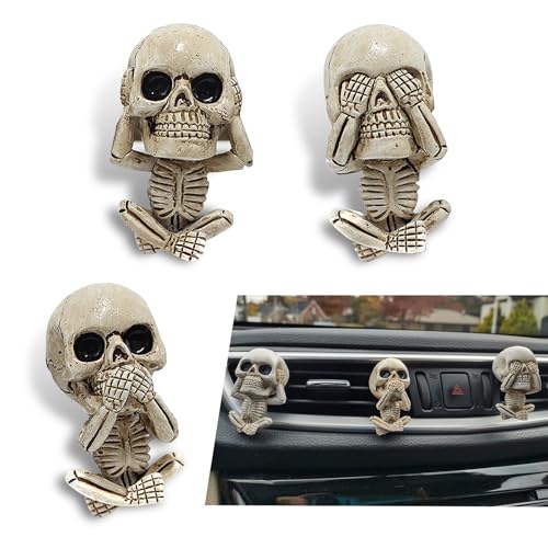 Image of 3 PCS Automotive Air Conditioner Outlet Diffuser, Halloween Skull Decoration Accessories, Automotive Multi-Functional Interior Accessories, Universal for Most Cars (Black)