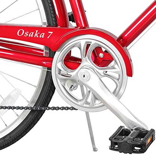Bicicleta híbrida Tracer Osaka, marco de acero, transmisión Shimano Nexus Inter 3/7 velocidades, asiento y empuñaduras marrones, para ciudad y ruta, varios colores miniatura 4