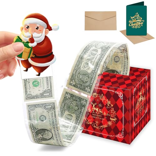 Christmas Money Box for Cash Gift Pull Surprise Merry Christmas Money Gift Box Kids Adults Christmas Surprise Money Pull Pouch with Card Christmas Money Holders for Cash