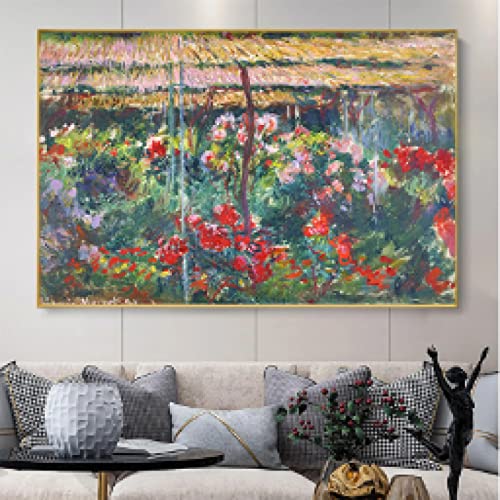 Affiches et gravures Claude Monet Pivoine Jardin impression sur toile décoration murale