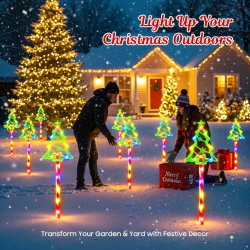 Solar Christmas Pathway Lights Outdoor, Tree & Candy Cane Lights, 10 Pack $26.45 AC - image 7