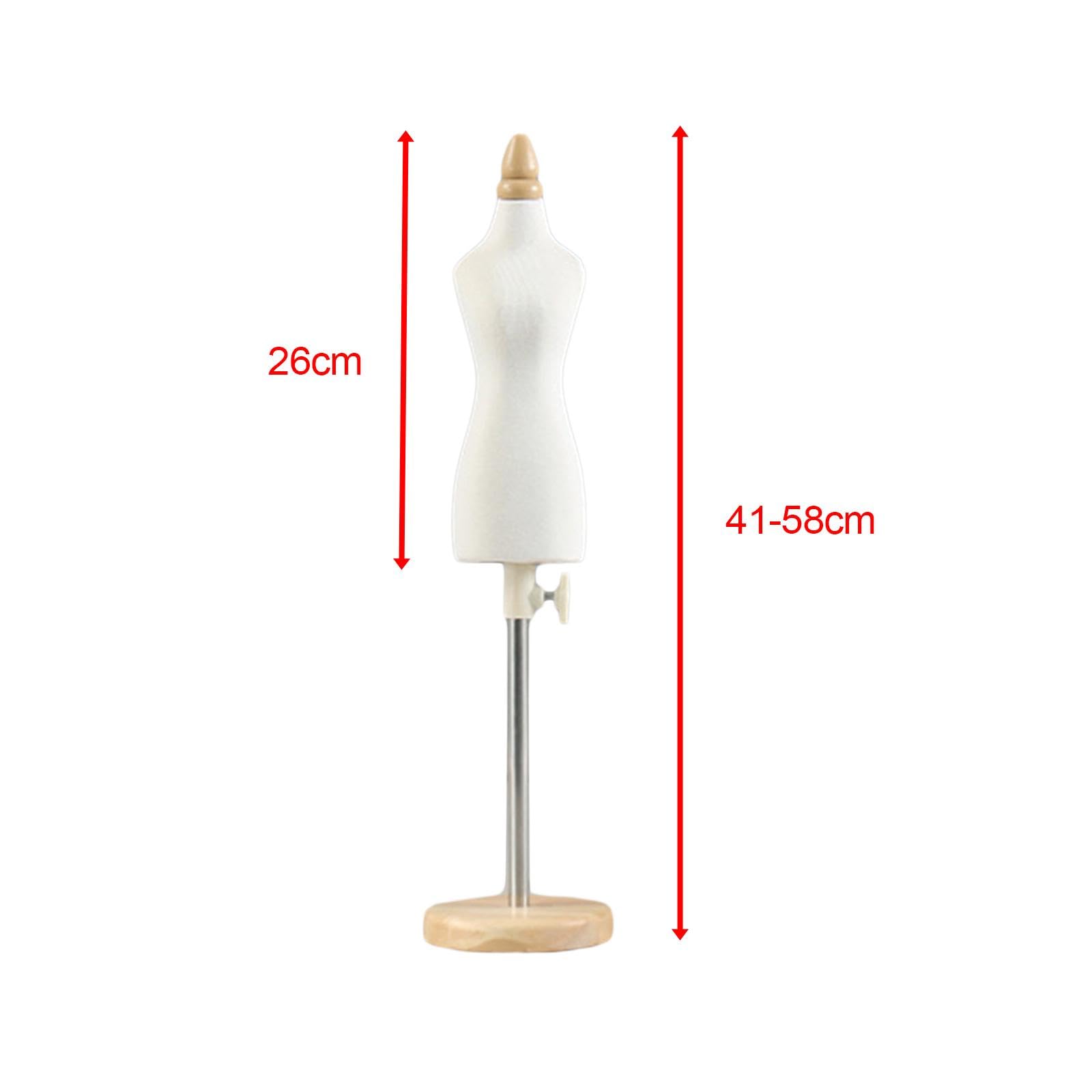 Puppenkleiderständer Schneiderpuppe Mini Schneiderbüste Dressform Torso für Puppenkleider Aus Robustem Holz PP PE Material für Näharbeiten Kinder, 26 cm runder Sockel