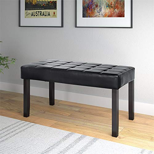 Corliving California 24 Panel Bench In Black Leatherette, Black #TOP1