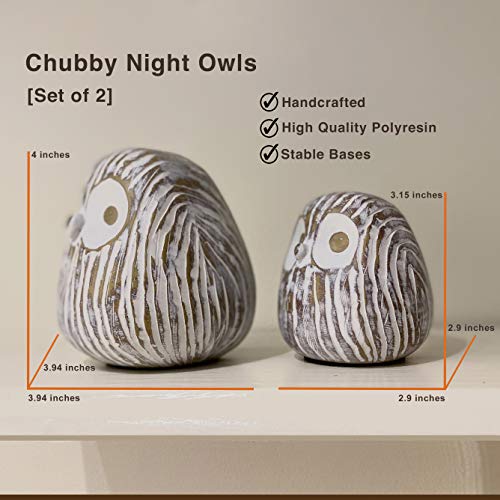 image for Huey House Chubby Night Owl Decor Statue Sculpture, Bookshelf Decor Ac