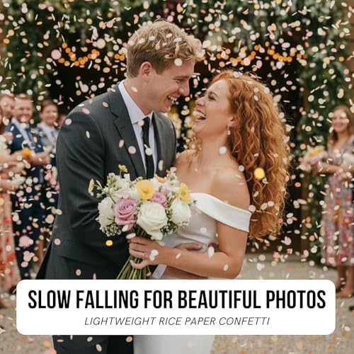 Image of Sunset Mix (White, Pink, Yellow, Orange) Rice Paper Wedding Confetti - Biodegradable & Water Soluble, Flower Girl Basket & Wedding Sparklers for Send Off Alternative, 150g 20000 Pcs
