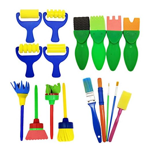 17 Piezas Esponja de Pintura Cepillo de Pintura de Niños Kit Reutilizables Aprendizaje Temprano para DIY Arte Artesanía