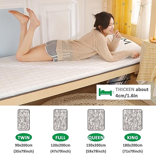 Cubrecolchón de espuma de alta densidad, espuma viscoelástica firme con funda extraíble lavable, diseño de hojas, tamaño individual