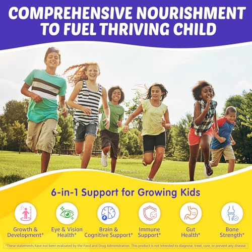 Image of Kids Multivitamin Gummies + Iron, Kids Focus Gummies with Omega-3, Brain Attention Supplements, Memory, Vision, w / Lutein, Methylated Folate & B12, Probiotics, Fiber, Children Vitamins for Growth 2P