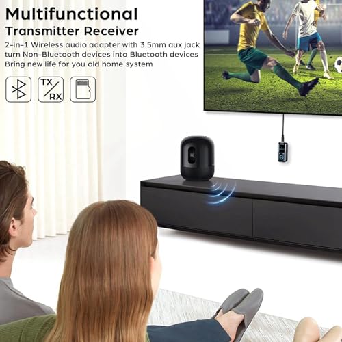 Transmisor receptor Bluetooth 5.4 pack de 2 adaptadores de audio conector auxiliar de 3.5 mm 6